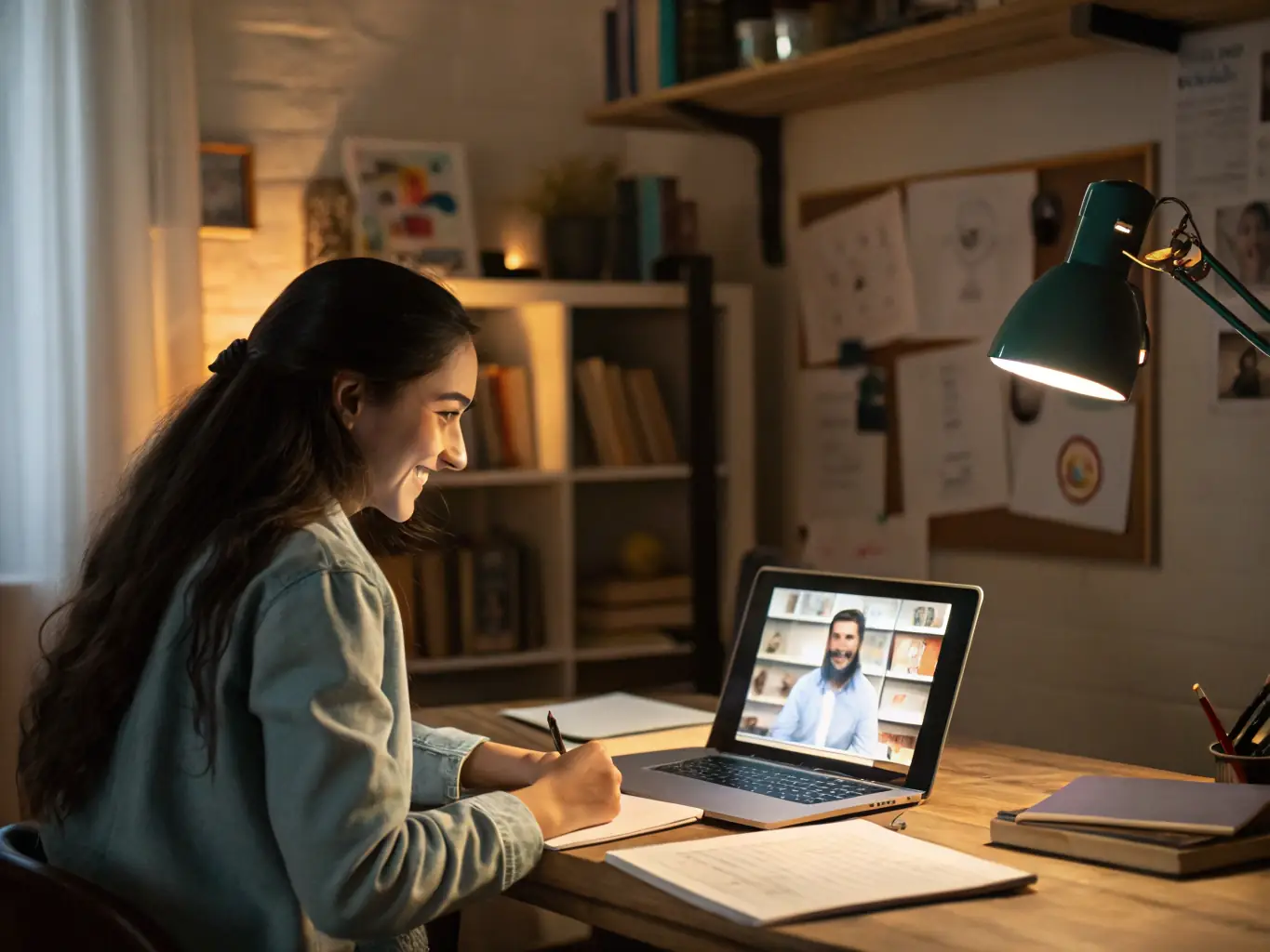 An image of a tutor and student engaged in a focused coaching session via video call, symbolizing personalized 1:1 coaching for Business School admissions.